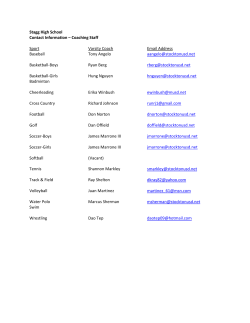 Stagg High School Contact Information &ndash; Coaching Staff Sport