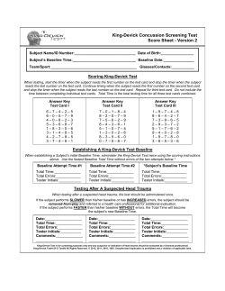 King-Devick Concussion Screening Test Score Sheet