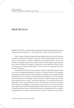A Defense of Hume on Miracles - University of California, Santa Cruz