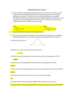 AP Statistics Review of Part II 1) Tony and Mark took different