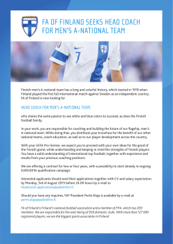 fa of finland seeks head coach for men`s a