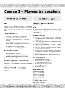 Course 3 &ndash; Playcentre sessions - Canterbury Playcentre Association