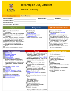 HR Entry on Duty Checklist