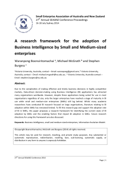 A research framework for the adoption of Business Intelligence by