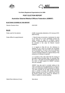 POST ELECTION REPORT Australian Salaried Medical