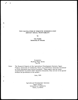 THE CALCULATION OF DOMESTIC RESOURCE COST AND NET