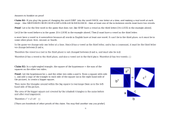 Answers to booklet on proof Claim B1: If you play the game of