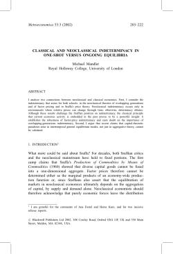 classical and neoclassical indeterminacy in one-shot versus