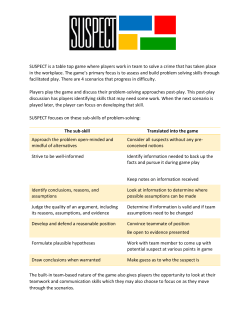 SUSPECT is a table top game where players work in team to solve a