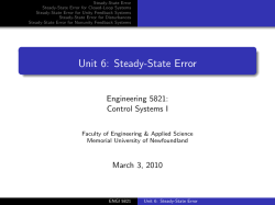 Unit 6: Steady-State Error - Memorial University of Newfoundland