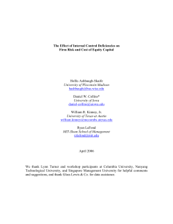 The Effect of SOX Internal Control Deficiencies on Firm Risk and