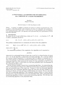 A POLYNOMIAL ALGORITHM FOR ENUMERATING ALL VERTICES