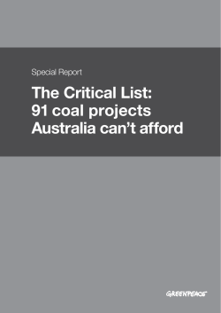 The Critical List: 91 coal projects Australia can`t afford