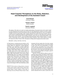 Head Coaches` Perceptions on the Roles, Selection