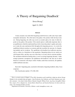 A Theory of Bargaining Deadlock - Stony Brook Center for Game