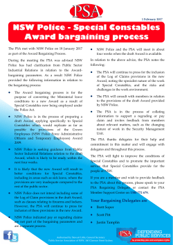 NSW Police - Special Constables Award bargaining process