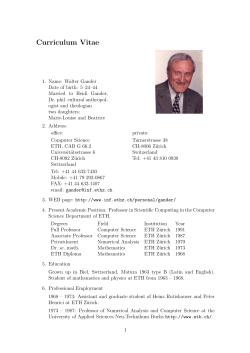 Curriculum Vitae - ETH - Computer Science