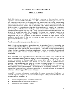 India EU Strategic Partnership Joint Action Plan