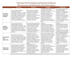 Outcome #6: Formulate and Evaluate Solutions, Recommend and