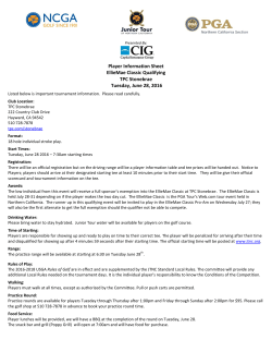 Player Information Sheet - Junior Tour of Northern California