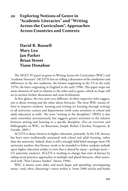 20 Exploring Notions of Genre in &ldquo;Academic Literacies&rdquo; and &ldquo;Writing