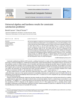 Theoretical Computer Science Universal algebra and hardness