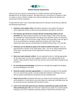 Medical Volunteer Requirements Thank you for your interest in
