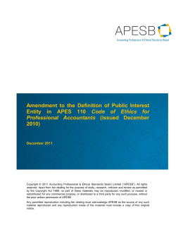 Amendment to the Definition of Public Interest Entity in APES 110