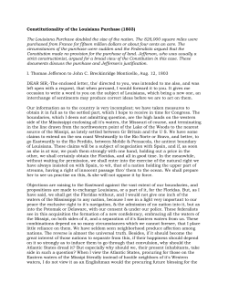 Constitutionality of the Louisiana Purchase (1803) The Louisiana
