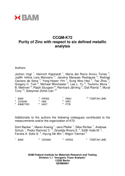 CCQM-K72 Purity of Zinc with respect to six defined metallic