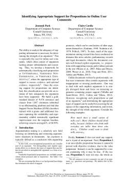 Identifying Appropriate Support for Propositions in Online User