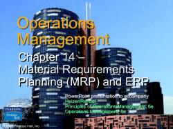 Material Requirements Planning (MRP) and ERP