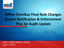 HIPAA Omnibus Final Rule Changes Breach Notification