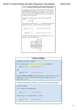 PreCal 11.4 Limits at Infinity and Limits of Sequences