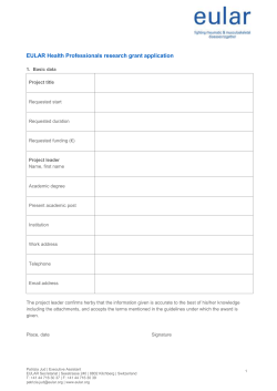 EULAR Health Professionals research grant application