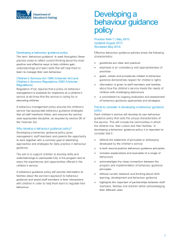 Practive note - DEveloping a behaviour guidance policy