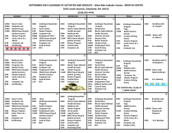 SEPTEMBER 2013 CALENDAR OF ACTIVITIES AND SERVICES