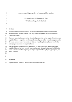 1 1 A neuroscientific perspective on human decision making 2 3 J.E.
