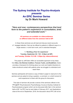 The Sydney Institute for Psycho-Analysis presents An EPIC Seminar