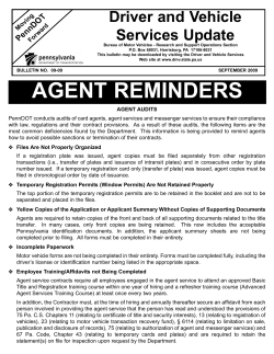 PennDOT Driver and Vehicle Services Update Bulletin 09