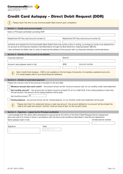 Credit Card Autopay - Direct Debit Request (DDR) Service Agreement