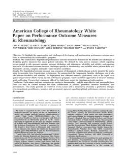 ACR White Paper on Performance Outcome Measures in