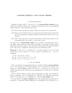 CONSTRUCTIBILITY AND GALOIS THEORY 1. Constructibility