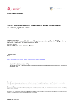 University of Groningen Olfactory sensitivity of Anopheles