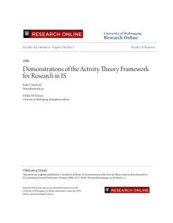 Demonstrations of the Activity Theory Framework