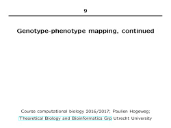 Genotype-phenotype mapping, continued