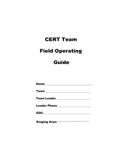 CERT Team Field Operating Guide