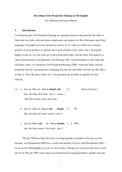 Revisiting Verb (Projection) Raising in Old English Eric Haeberli and