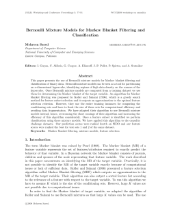 Bernoulli Mixture Models for Markov Blanket Filtering and