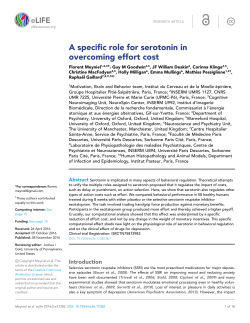A specific role for serotonin in overcoming effort cost | eLife